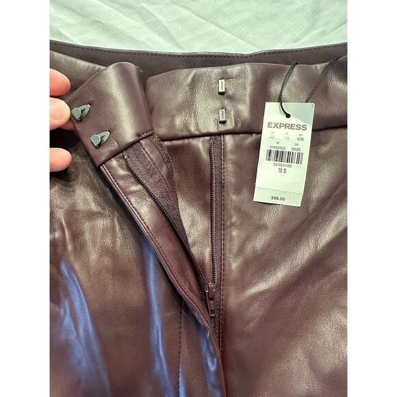 Express Womens Modern Straight High Rise Faux Leather Pants Sz 18S Purple - Picture 4 of 11